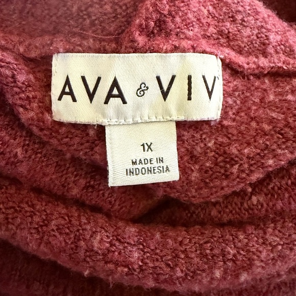 Ava & Viv Women's Cowl Neck pullover Sweater in Rich burgundy size 1X - Picture 4 of 7